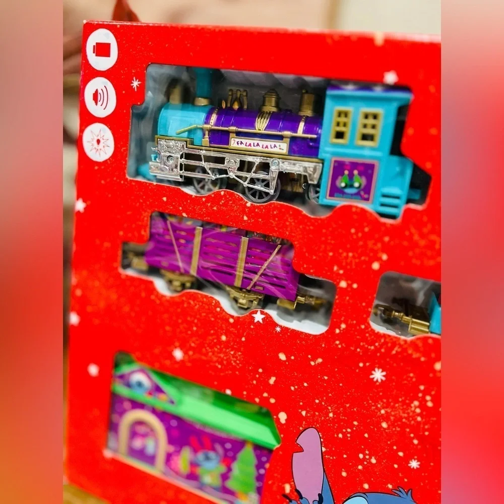 Disney Lilo & stitch Xmas train has sounds & lights NEW